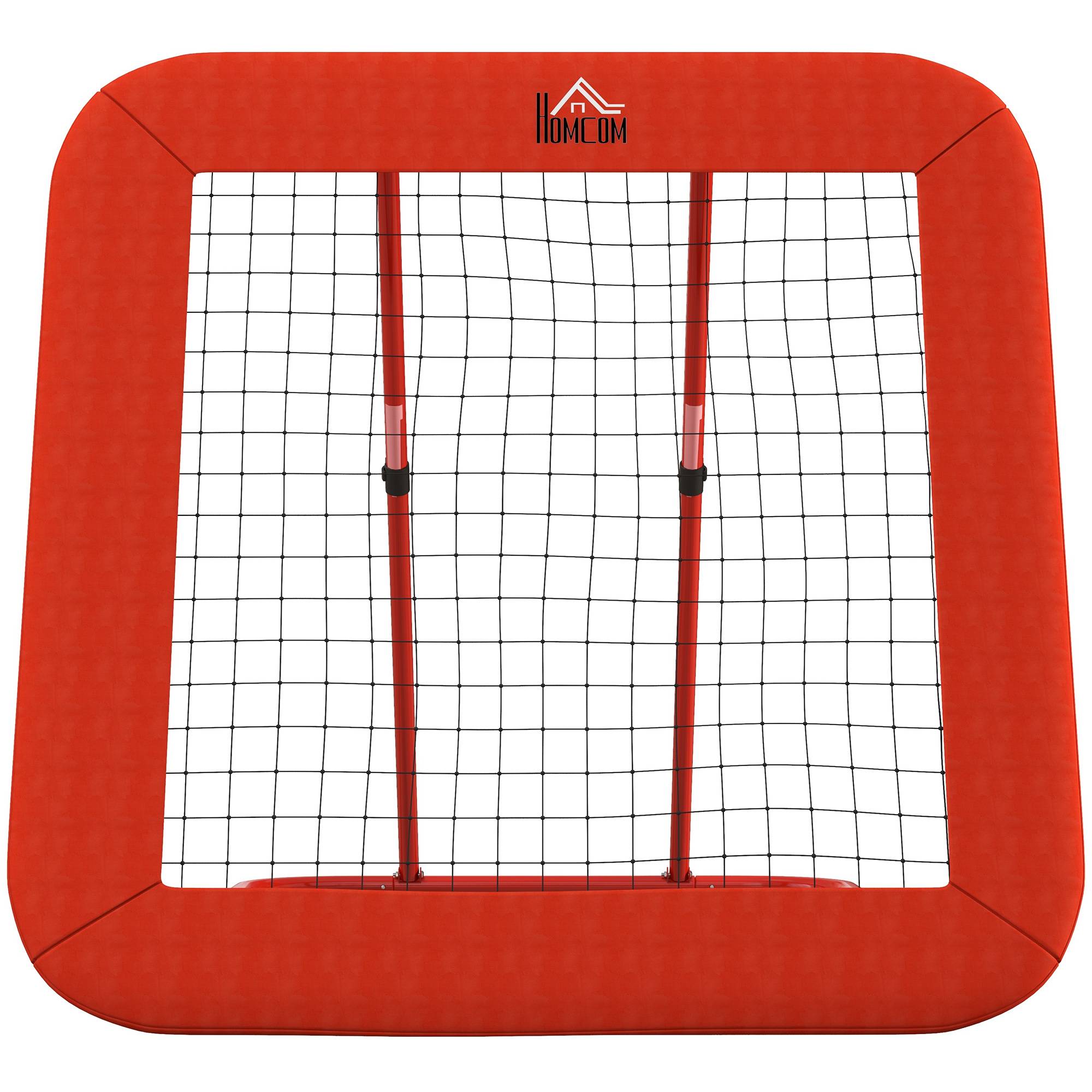 Filet de rebond pour football, réglable et pliable, cadre en métal, filet PE tous temps, piquets inclus, rouge - Image 2