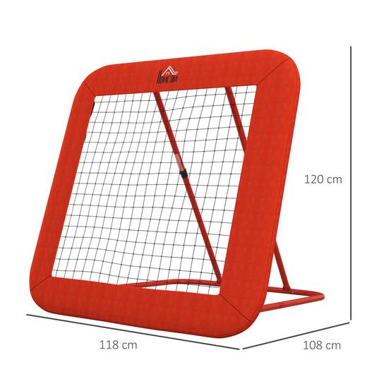 Filet de rebond pour football, réglable et pliable, cadre en métal, filet PE tous temps, piquets inclus, rouge - Image 5