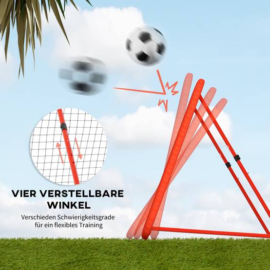 Filet de rebond pour football, réglable et pliable, cadre en métal, filet PE tous temps, piquets inclus, rouge - Image 7