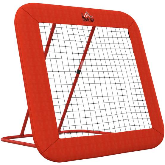 Filet de rebond pour football, réglable et pliable, cadre en métal, filet PE tous temps, piquets inclus, rouge - Image 1