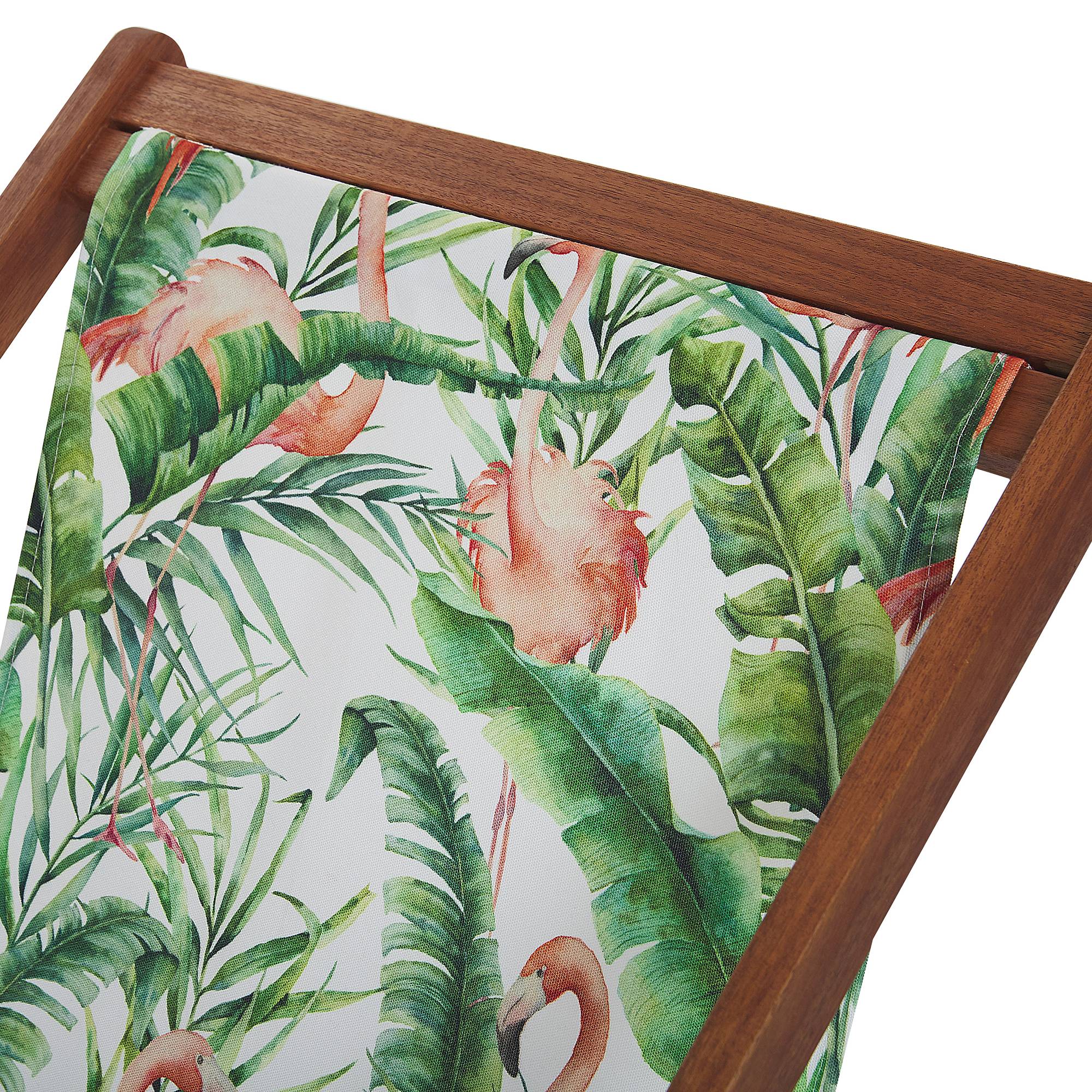 Beliani - 2 Transats Chaises Chiliennes Pliantes et Réglables en Bois d'Acacia Foncé et Textile Vert avec Toiles de Remplacement - Imagen 5