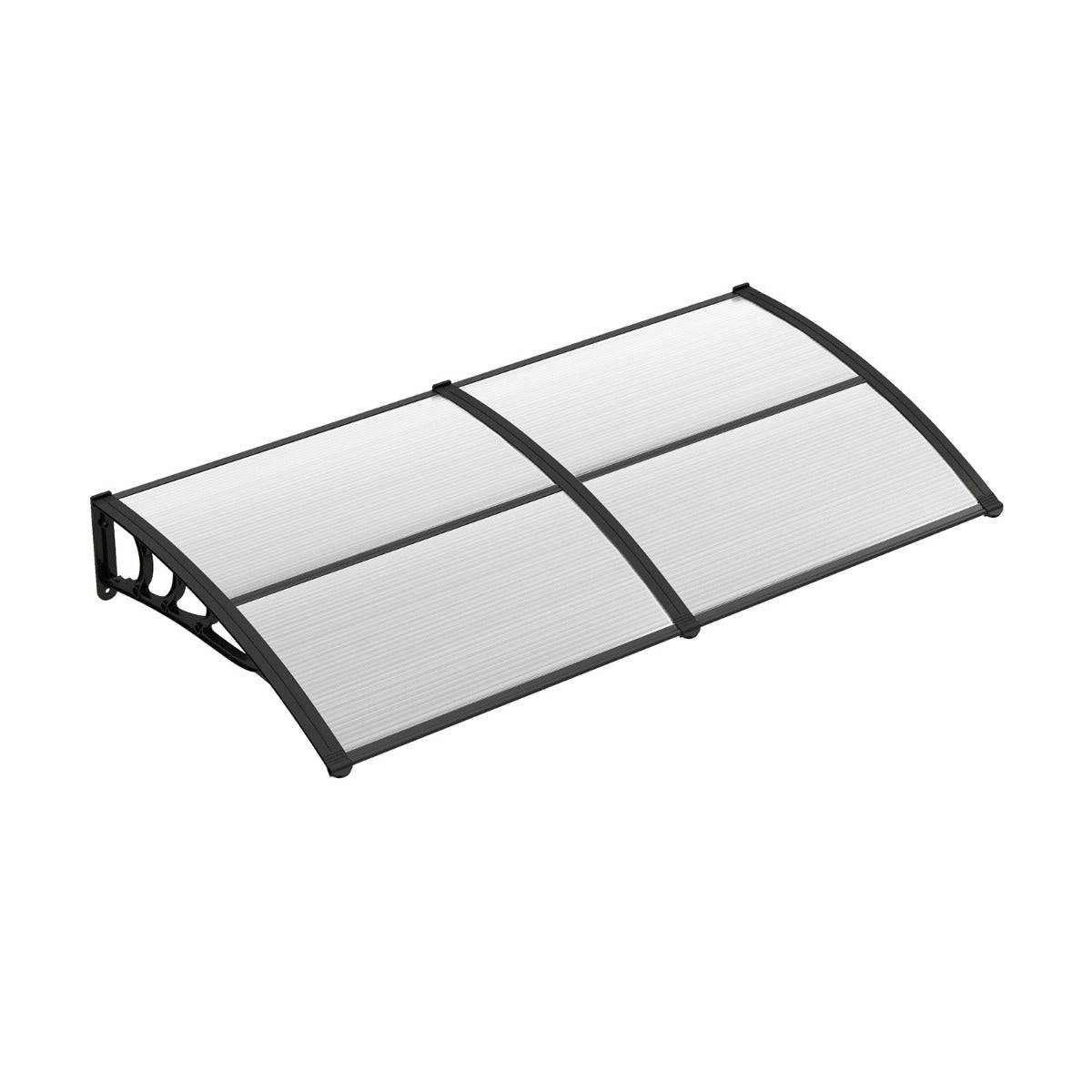 Auvent porte d'entree de 199 x 99 cm marquise de porte et fenêtre extérieur protection contre pluie neige vent gris transparent - Image 2