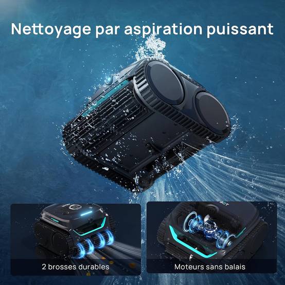 WYBOT C2 Vision - Robot Piscine Sans Fil avec Smart Vision, Navigation Intelligente, 8 Modes de Nettoyage, batterie longue durée - Image 4