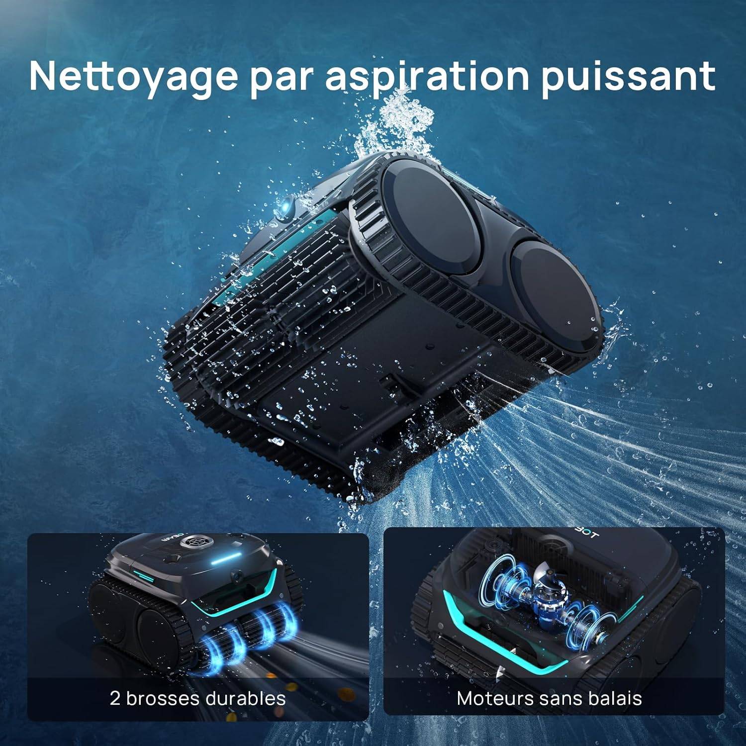 WYBOT C2 Vision - Robot Piscine Sans Fil avec Smart Vision, Navigation Intelligente, 8 Modes de Nettoyage, batterie longue durée - Image 4