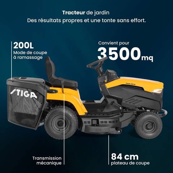 Stiga - Tondeuse Estate 384 M, 414cc, plateau 84cm, collecteur 200L - STIGA - Image 2