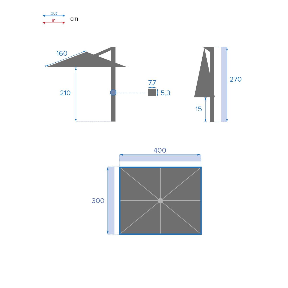Hesperide - Parasol déporté rectangulaire "Equador" ardoise 4x3m en aluminium Hespéride - Imagen 7