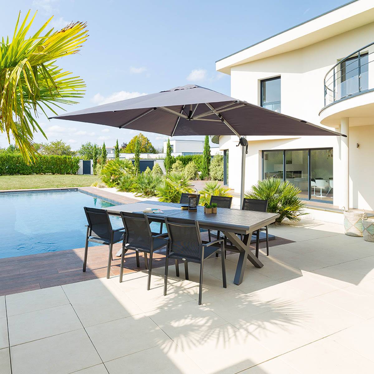 Hesperide - Parasol déporté rectangulaire "Equador" ardoise 4x3m en aluminium Hespéride - Imagen 6