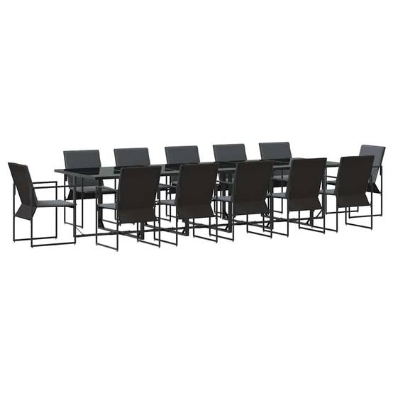 Très Grand Salon de Jardin 12 Personnes Acier Table et Chaises pour Réception Noir – ComfortXL Outdoor Living - Image 2