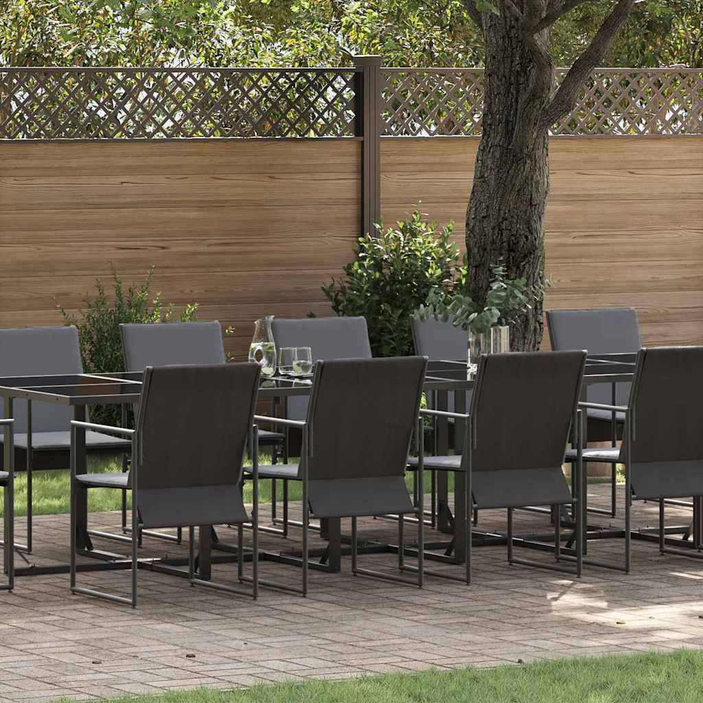 Très Grand Salon de Jardin 12 Personnes Acier Table et Chaises pour Réception Noir – ComfortXL Outdoor Living - Image 1