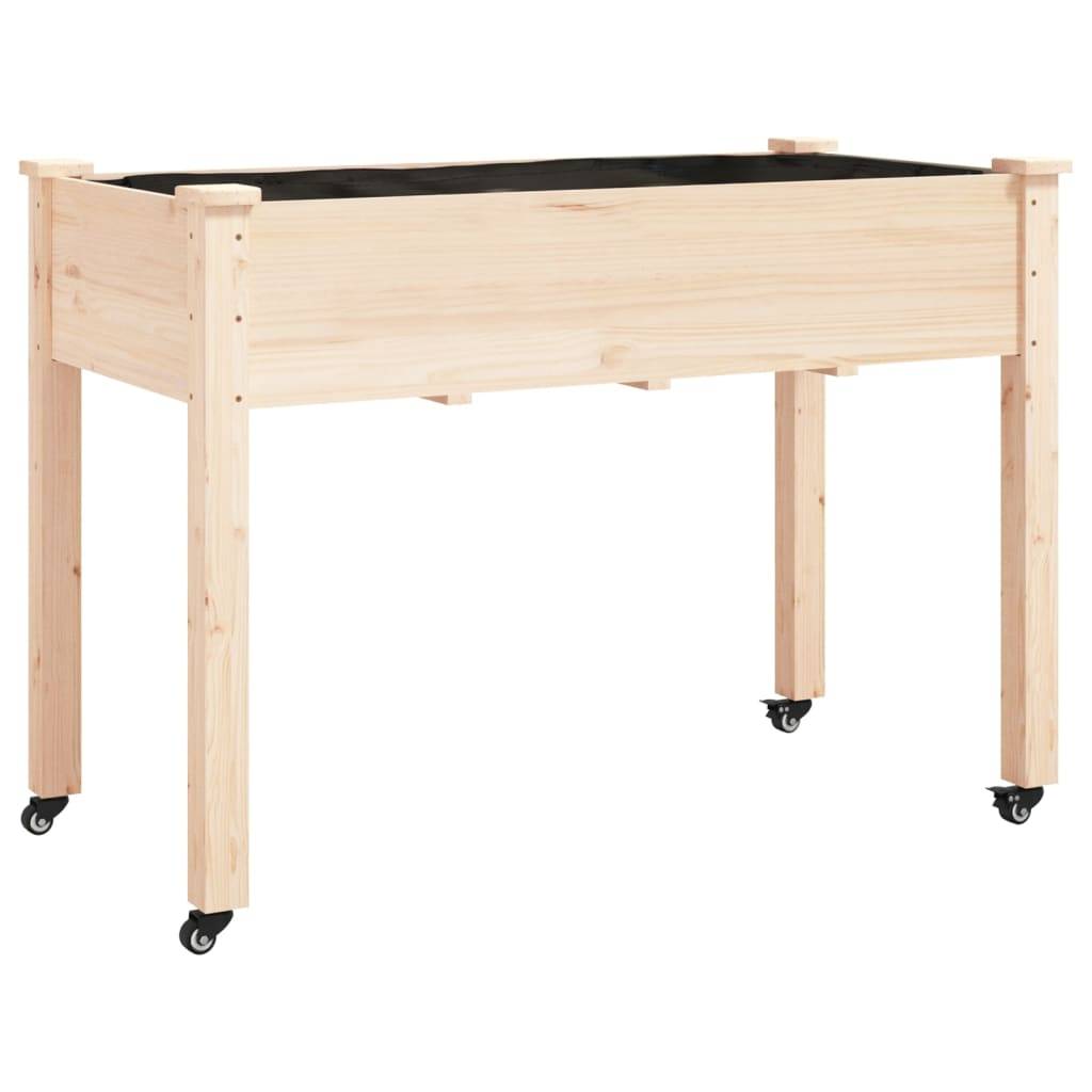 Maison Chic - Jardinière, Bac à fleurs, Pot de fleurs sur roues avec doublure 118x59x80 cm bois de sapin - Imagen 1