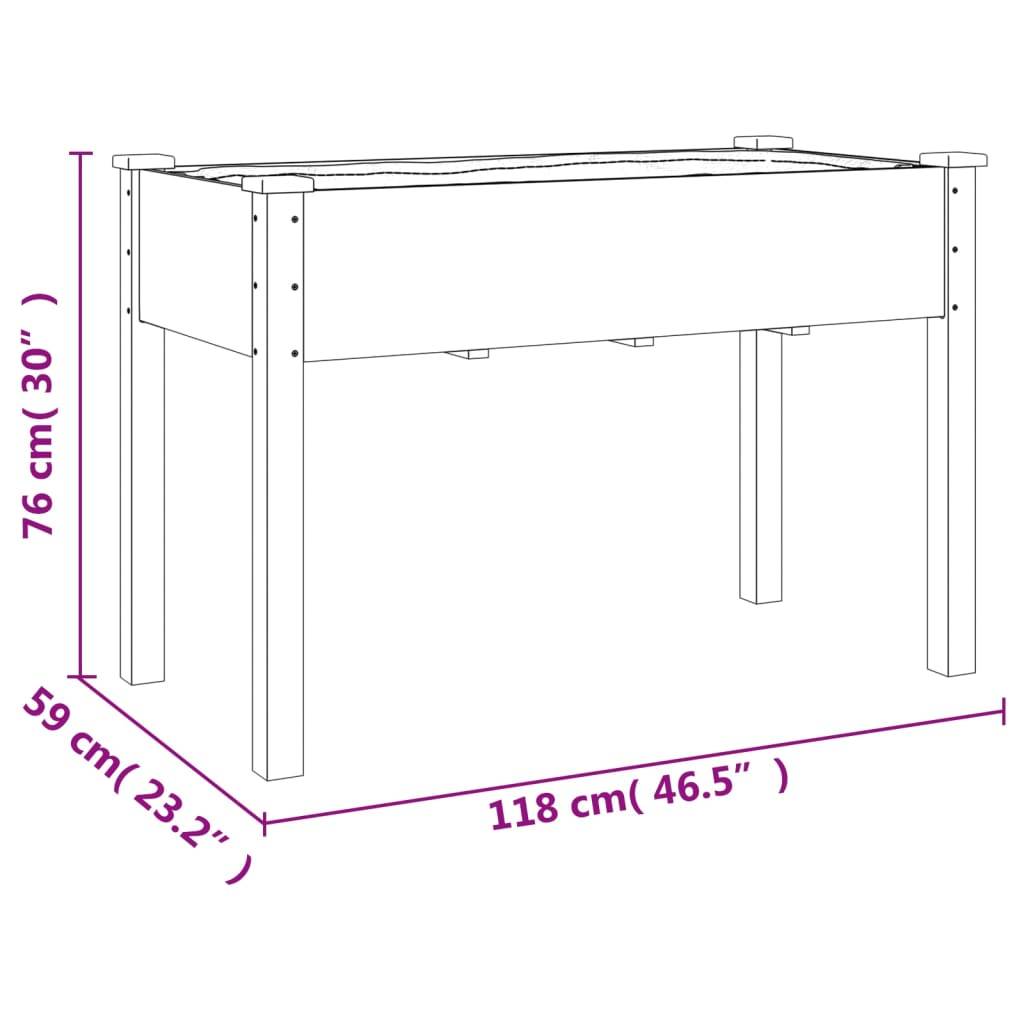 Maison Chic - Jardinière, Bac à fleurs, Pot de fleurs sur roues avec doublure 118x59x80 cm bois de sapin - Imagen 7