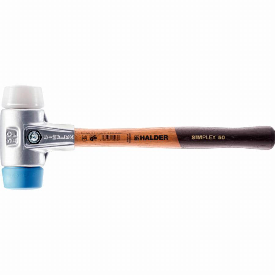 Maillet HALDER SIMPLEX TPE souple / superplastique avec boîtier en aluminium et manche en bois de haute qualité - D=60 mm - 3117.060