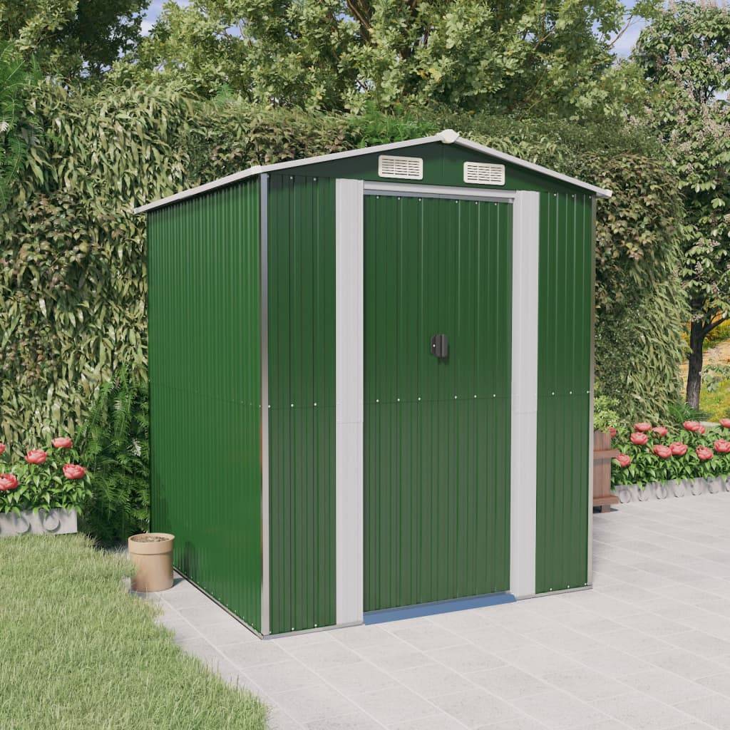 PANGIVO - Abri de jardin avec double porte coulissante - Acier galvanisé vert - 192x191x223 cm - Surface au sol 3,67m² - PANGIVO - Image 2