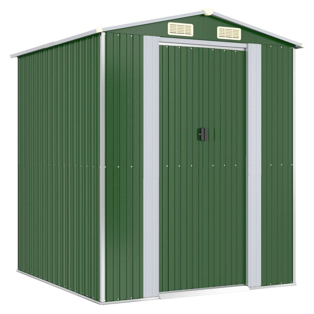PANGIVO - Abri de jardin avec double porte coulissante - Acier galvanisé vert - 192x191x223 cm - Surface au sol 3,67m² - PANGIVO