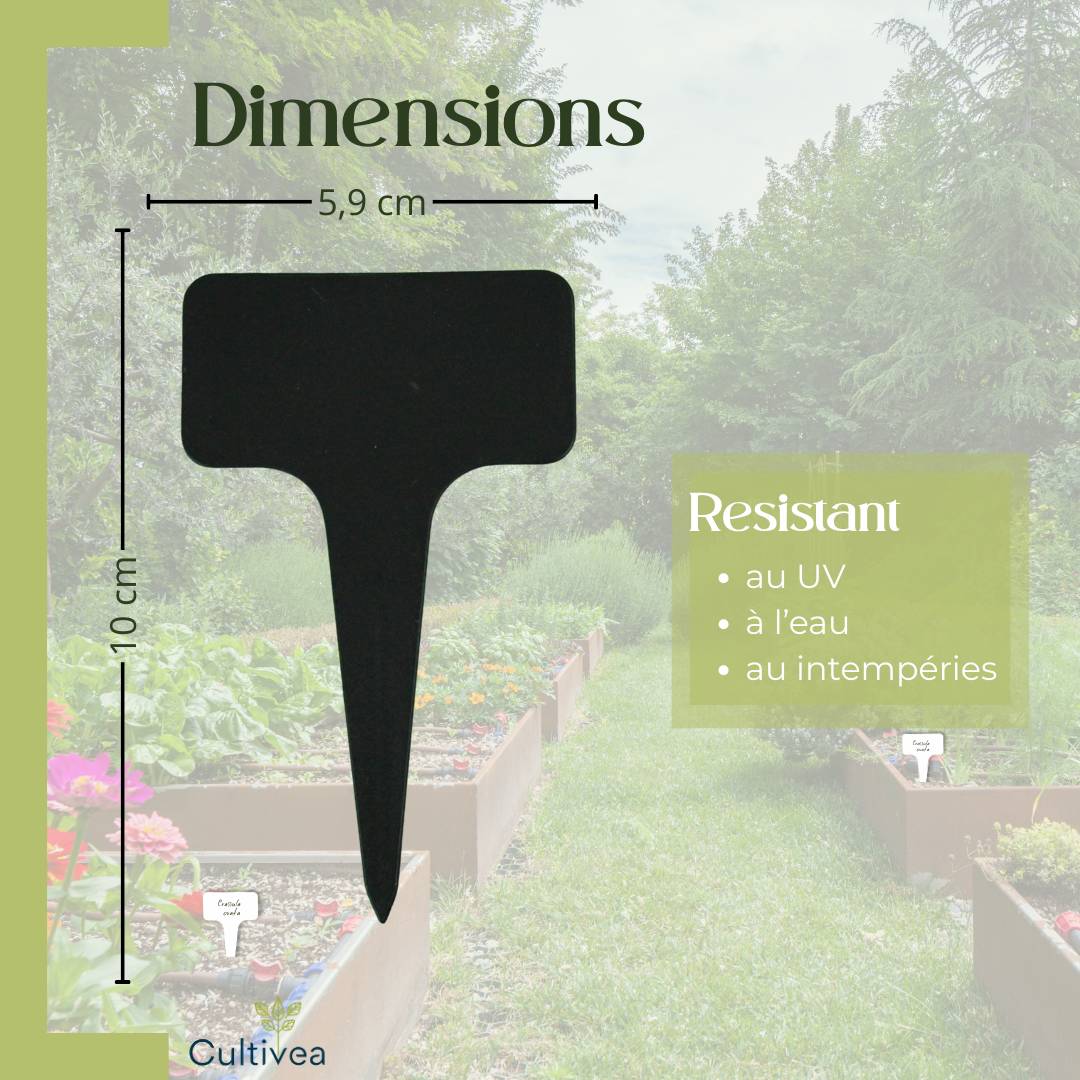 Cultivea - 120 Étiquettes Jardin à Planter en Plastique + Marqueur | Étiquettes Potager Extérieur Waterproof | Forme T à Piquer - Image 6