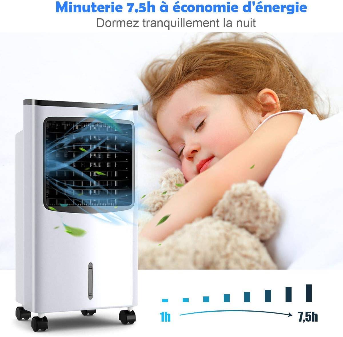 Rafraîchisseur d'Air Climatiseur Mobile Silencieux 4 en 1 avec Télécommande, 3 Modes et 3 Vitesses Variables Fonction d'Oscillation Automatique à 70° - Image 2