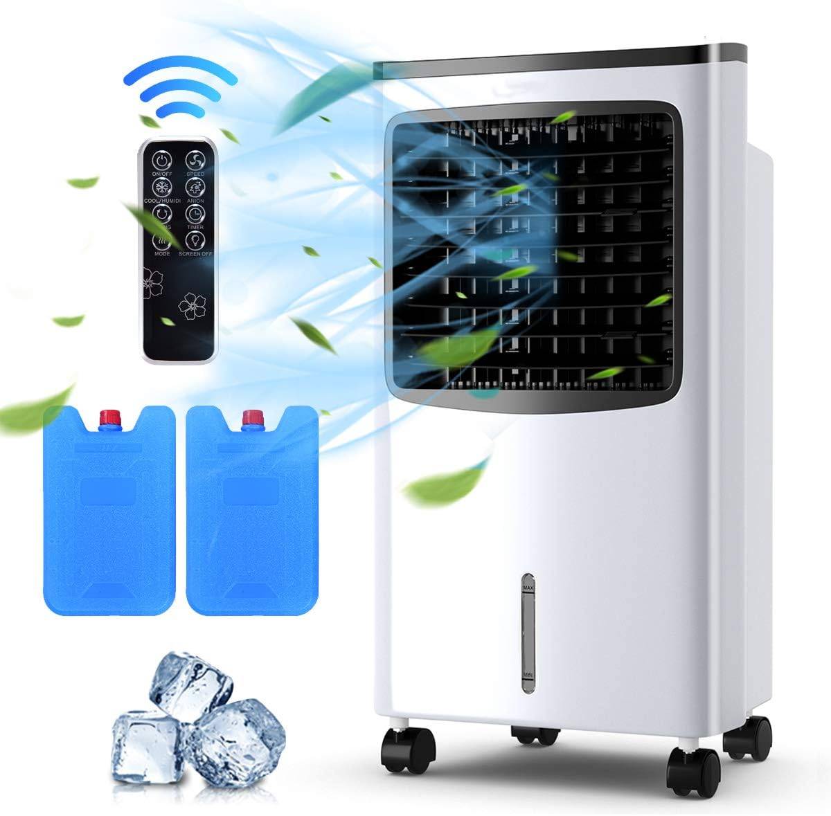 Rafraîchisseur d'Air Climatiseur Mobile Silencieux 4 en 1 avec Télécommande, 3 Modes et 3 Vitesses Variables Fonction d'Oscillation Automatique à 70° - Image 1