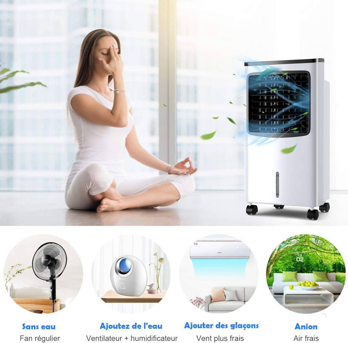 Rafraîchisseur d'Air Climatiseur Mobile Silencieux 4 en 1 avec Télécommande, 3 Modes et 3 Vitesses Variables Fonction d'Oscillation Automatique à 70° - Image 4