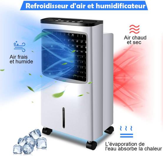 Rafraîchisseur d'Air Climatiseur Mobile Silencieux 4 en 1 avec Télécommande, 3 Modes et 3 Vitesses Variables Fonction d'Oscillation Automatique à 70° - Image 7