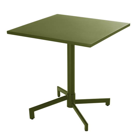 Oviala - Table de jardin carrée bistrot avec plateau rabattable 70 cm vert kaki Palavas - Oviala - Image 1
