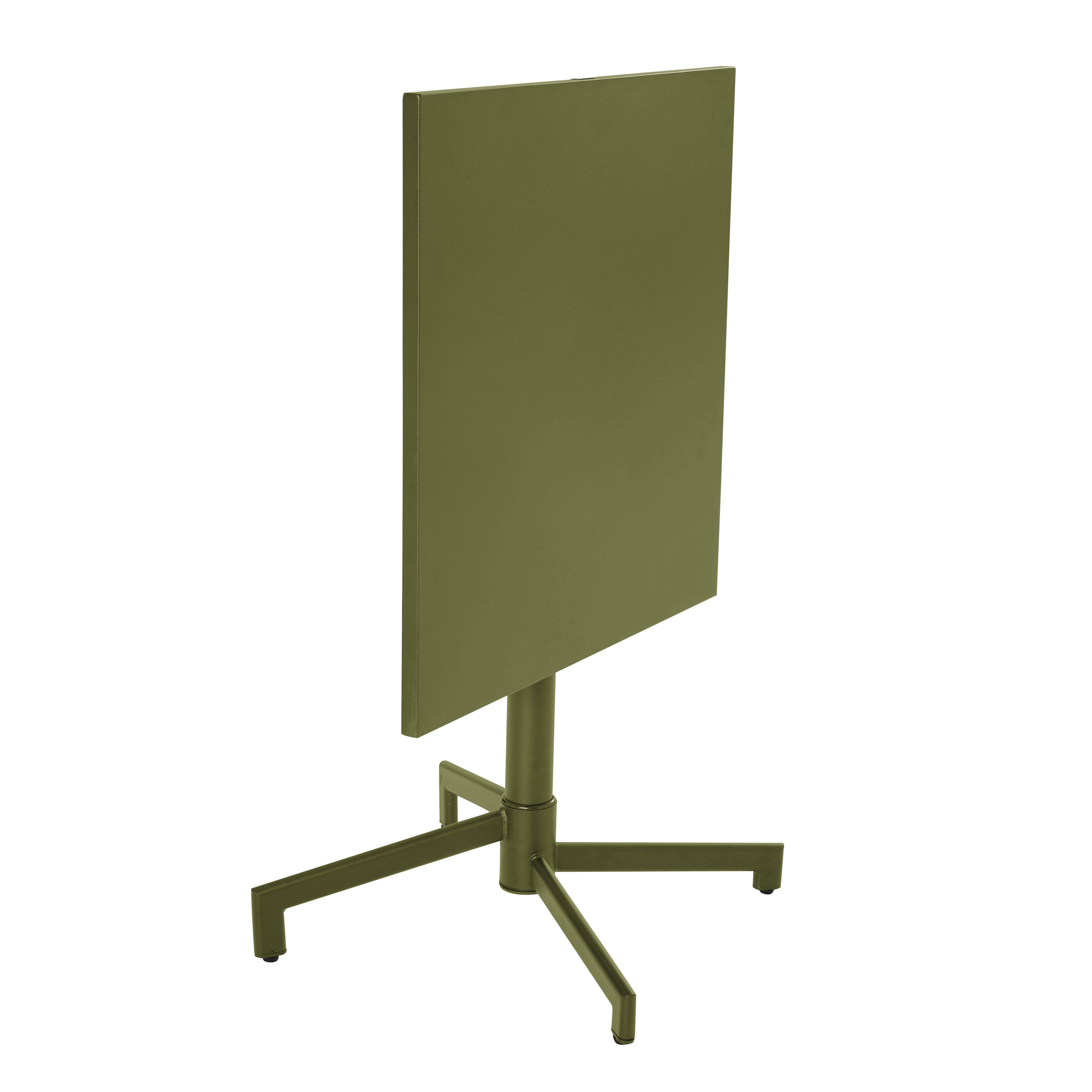 Oviala - Table de jardin carrée bistrot avec plateau rabattable 70 cm vert kaki Palavas - Oviala - Image 5