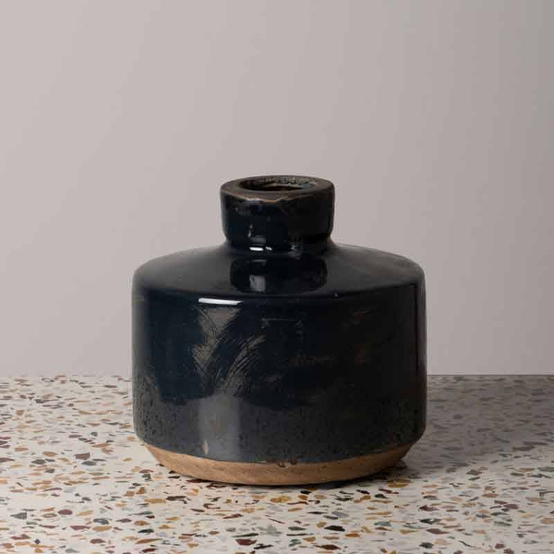 Vase bouteille large bleu marine 13x13cm - Image 4