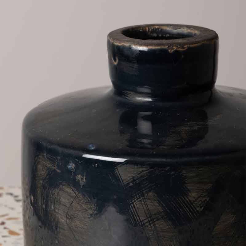 Vase bouteille large bleu marine 13x13cm - Image 3
