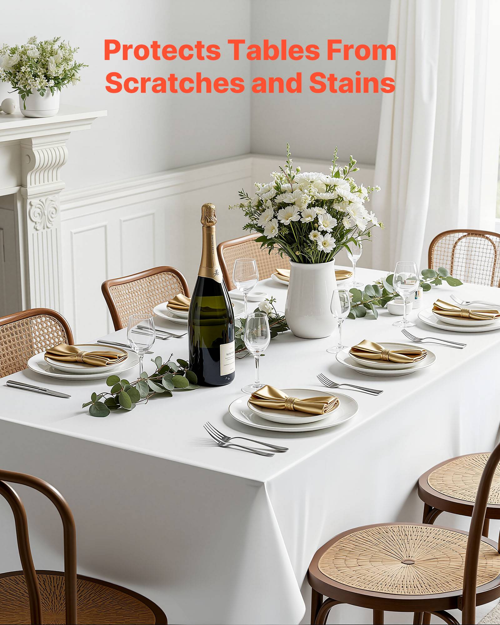 VEVOR Nappe rectangulaire blanche en polyester 2286 x 3353 mm 6 pcs pour mariage - Image 2