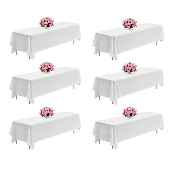 VEVOR Nappe rectangulaire blanche en polyester 2286 x 3353 mm 6 pcs pour mariage - Image 1
