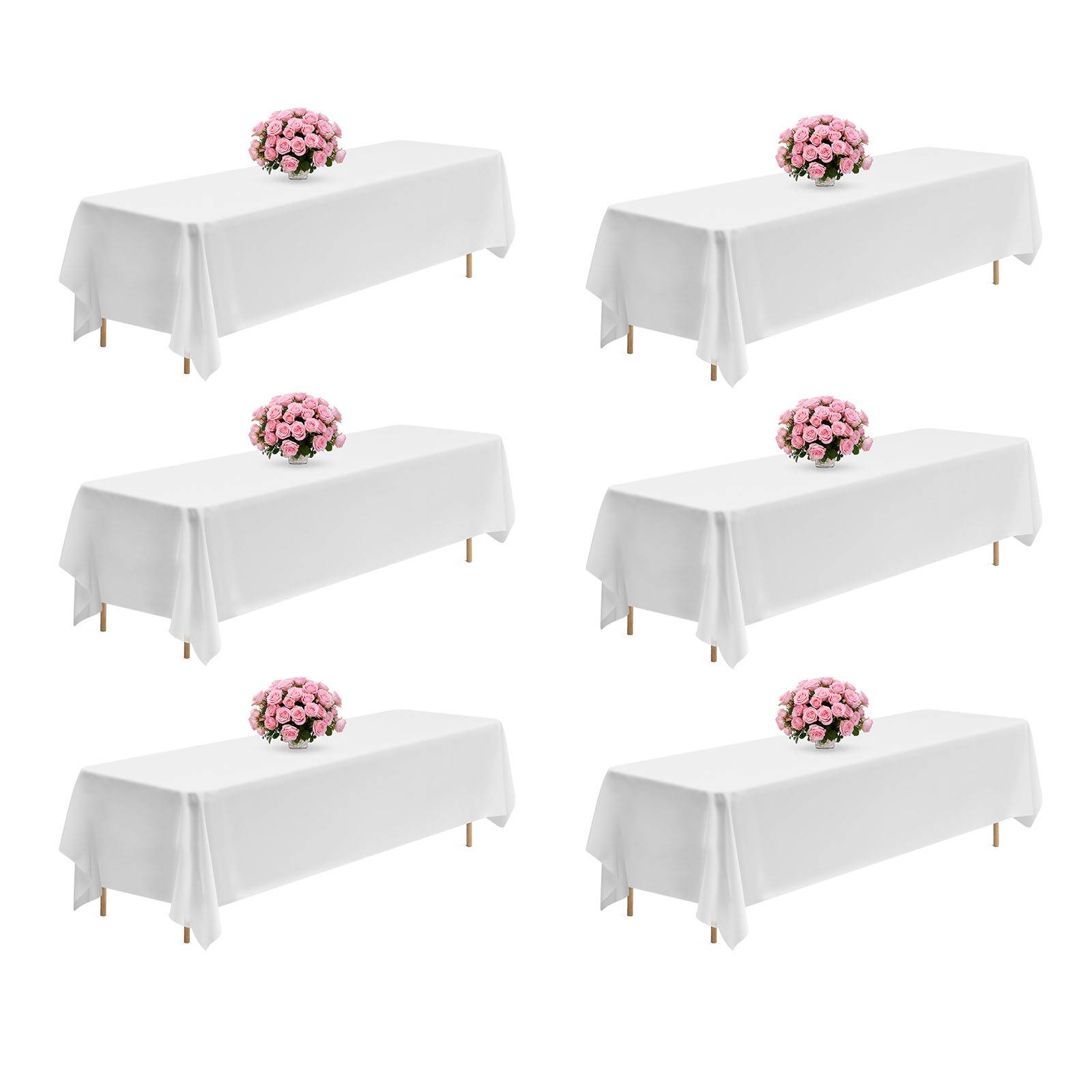 VEVOR Nappe rectangulaire blanche en polyester 2286 x 3353 mm 6 pcs pour mariage - Image 1