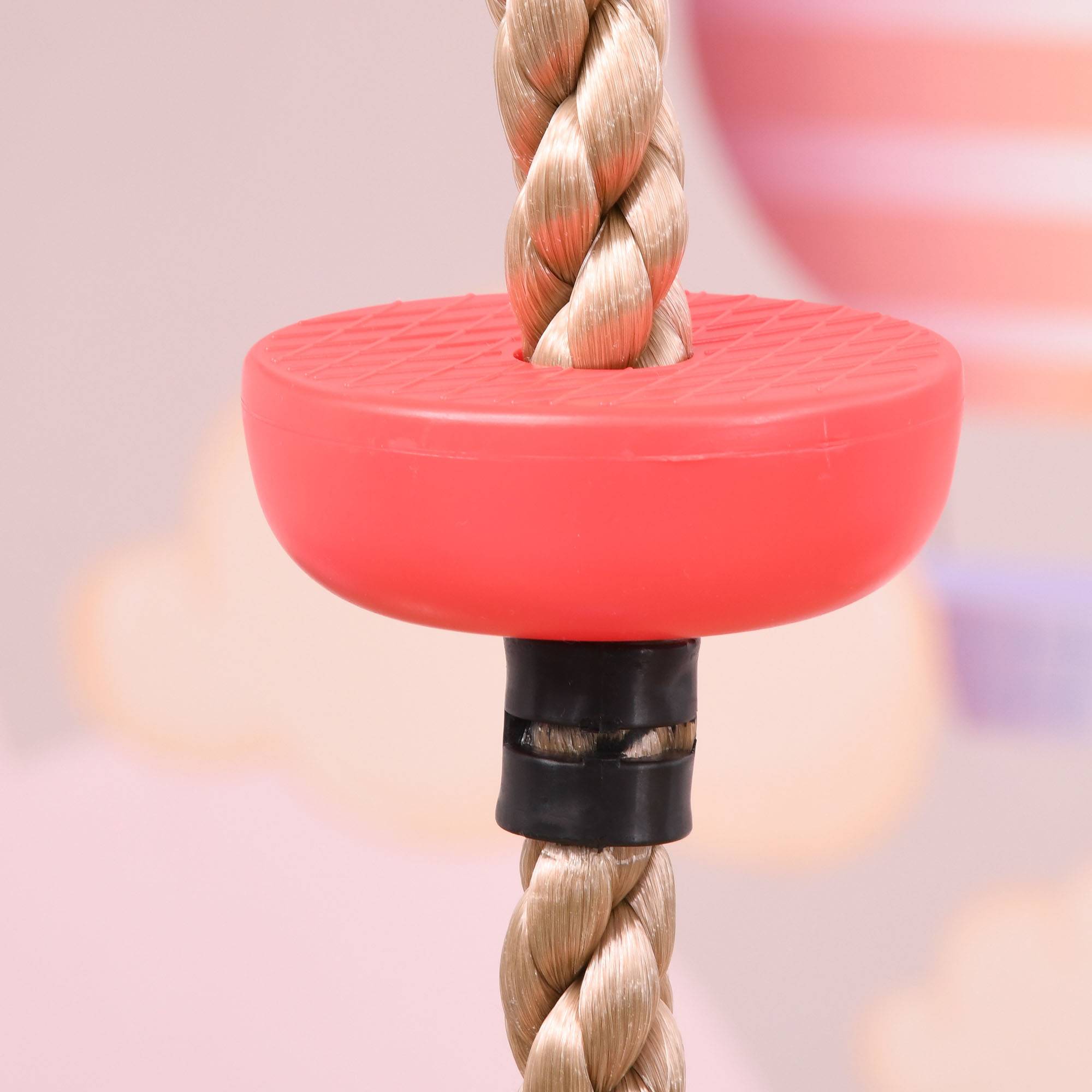 Homcom - Corde d'escalade avec siège de balançoire rond 2 m pour enfant - usage intérieur/extérieur - charge max. 100 Kg - PP rouge bleu vert - HOMCOM - Imagen 8