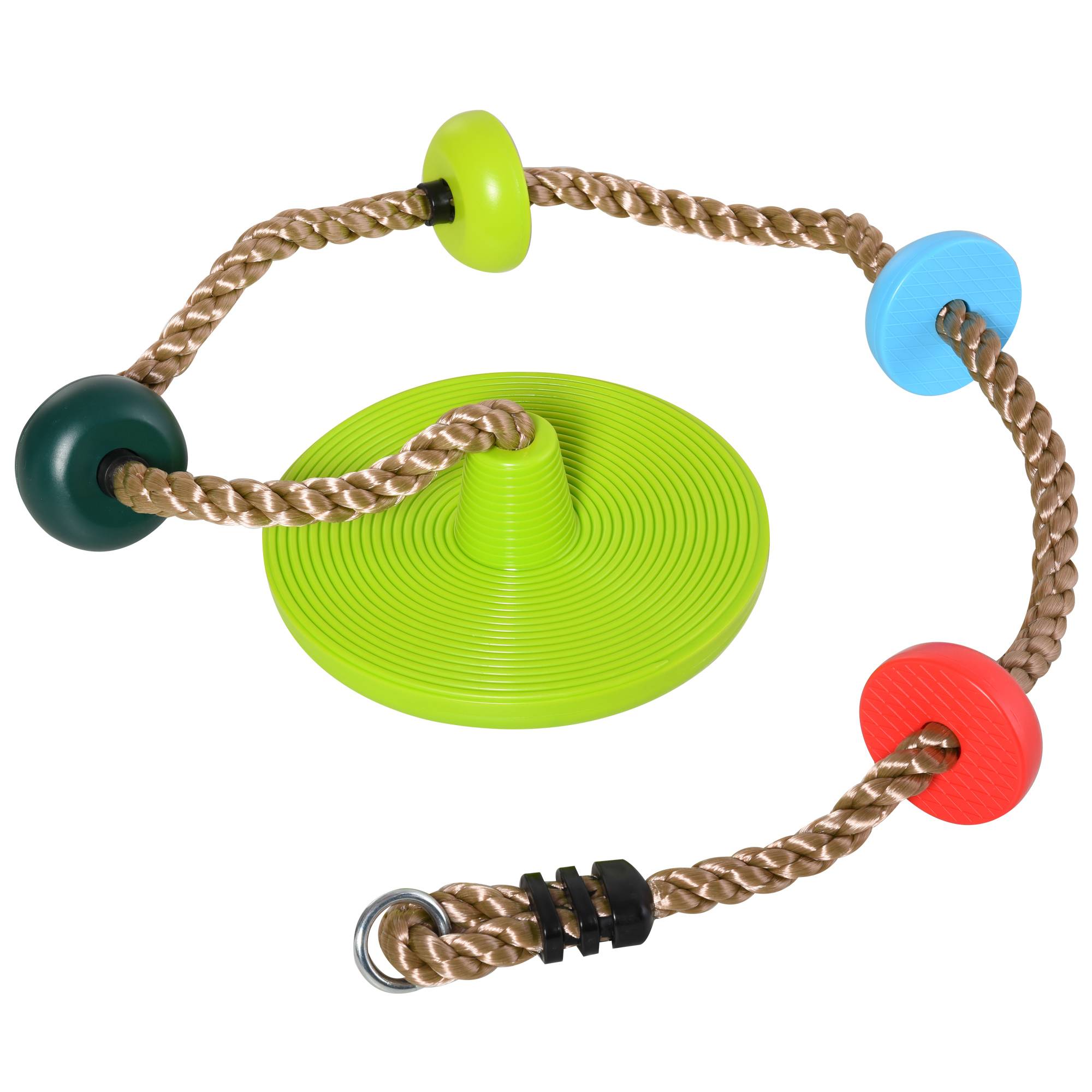 Homcom - Corde d'escalade avec siège de balançoire rond 2 m pour enfant - usage intérieur/extérieur - charge max. 100 Kg - PP rouge bleu vert - HOMCOM - Imagen 1