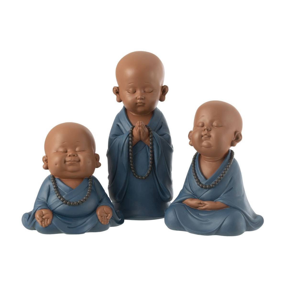 J-Line - Statuette Moine Prière "Grady" 32cm Bleu - Image 4