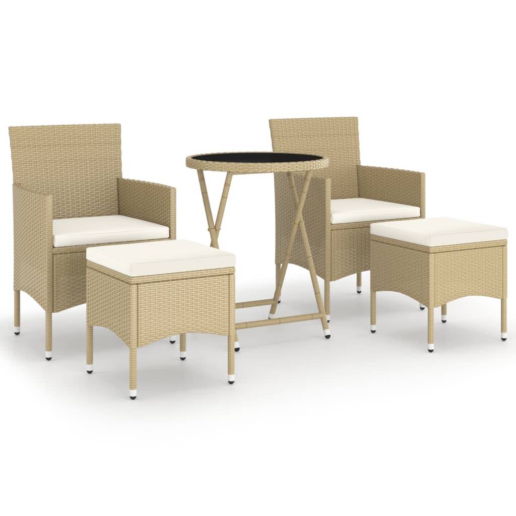 ComfortXL - Salon de Jardin 5 Pièces Rond Résine Tressée avec Repose-pieds Beige – ComfortXL Outdoor Living - Image 2