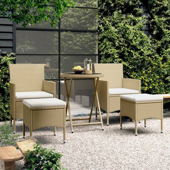 ComfortXL - Salon de Jardin 5 Pièces Rond Résine Tressée avec Repose-pieds Beige – ComfortXL Outdoor Living - Image 1