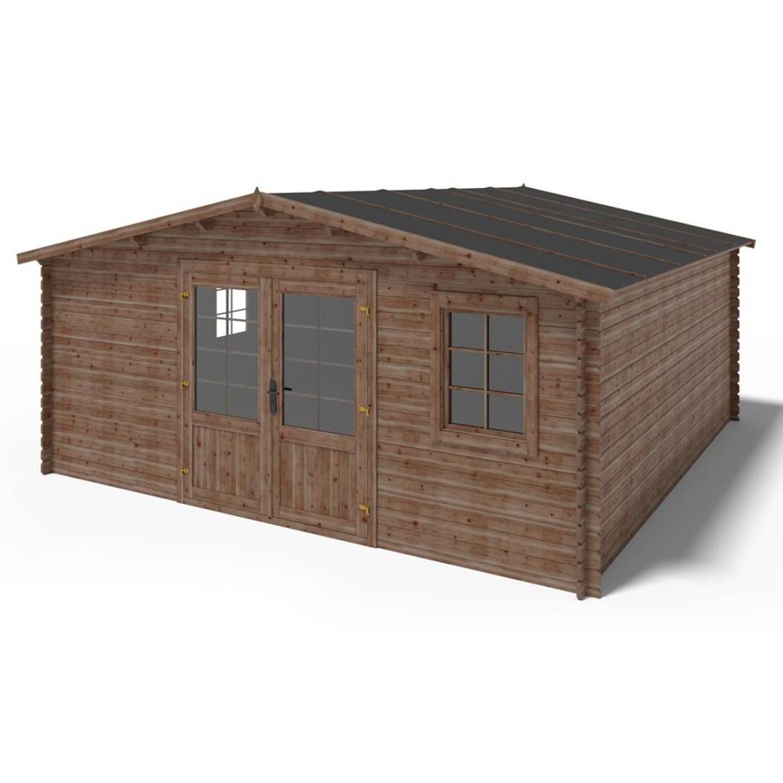 Altanka - Abri de jardin en bois - 25m2 - 5x5m - Traité - Ep. 28mm - Couleur: marron - DOM596 - ALTANKA