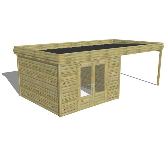 Abri Français - ABRI DE JARDIN bois Pin traité autoclave 27mm - 6,94x3,44m / 24m2 - Bac acier - Abri Français - Image 1