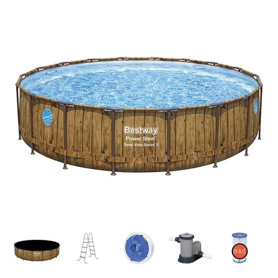 Bestway - Piscine tubulaire ronde Ø 549 x 122 cm Hublots Echelle Bâche 4 saisons BESTWAY - Image 1