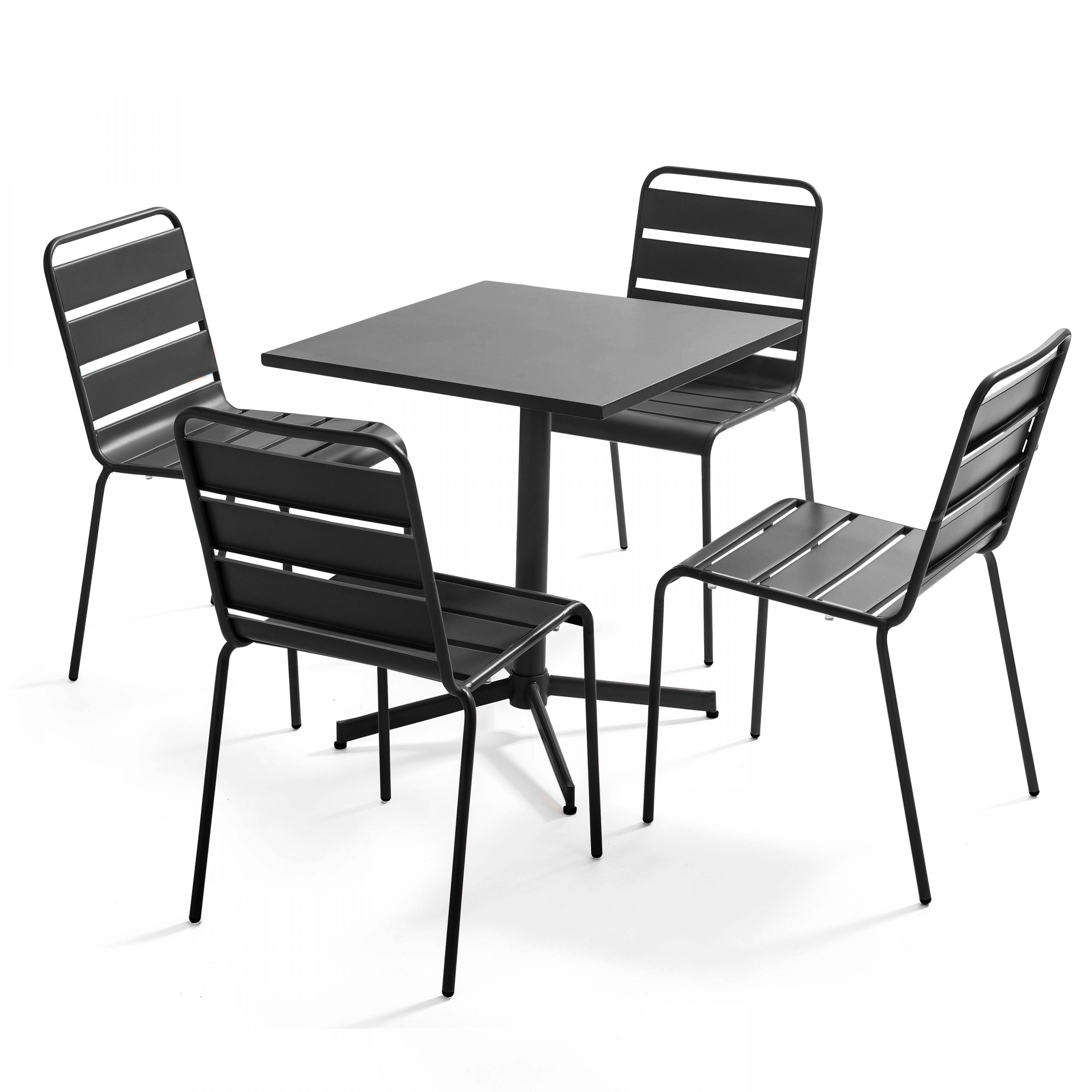 Oviala - Ensemble table de jardin carrée et 4 chaises anthracite Palavas - Oviala - Imagen 1