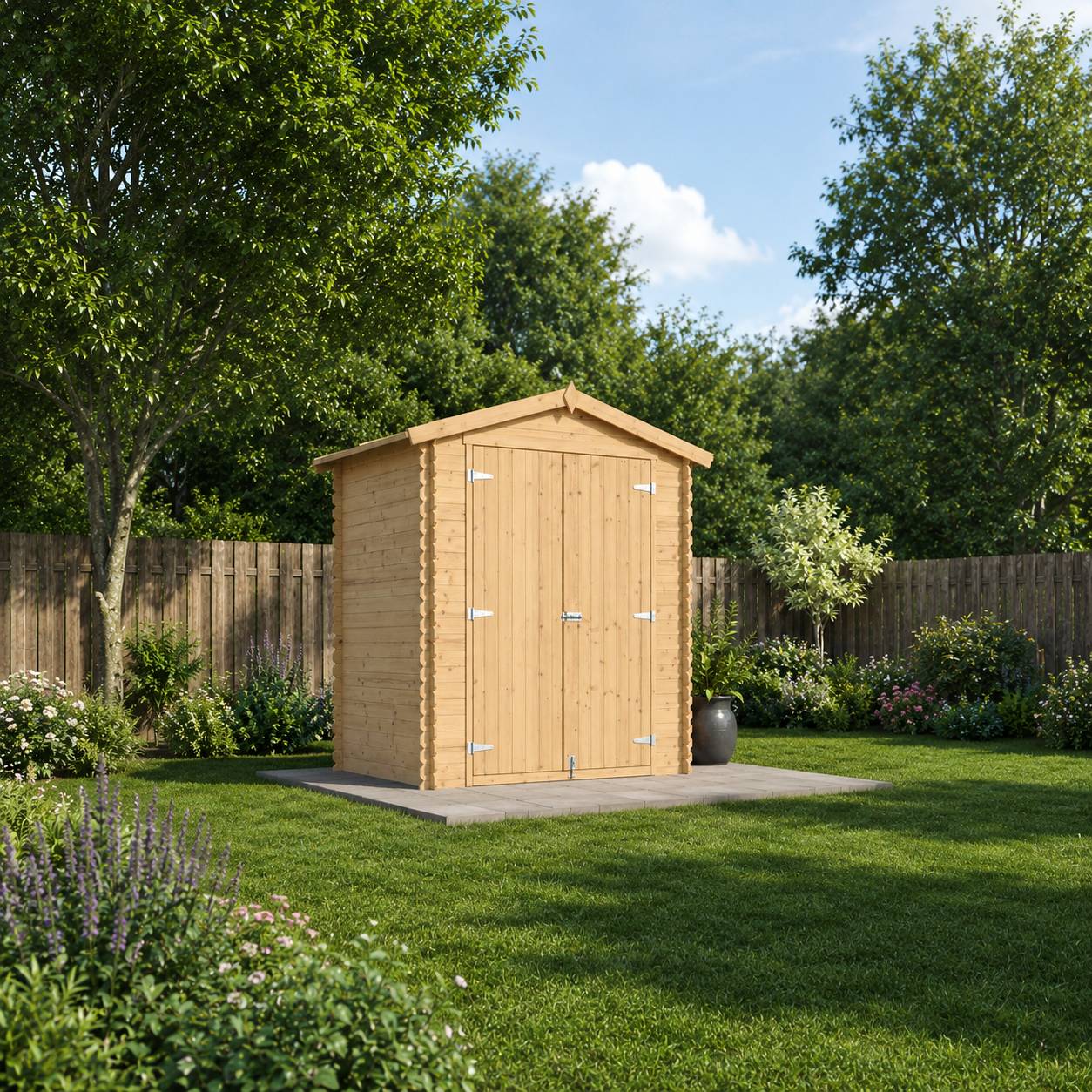 Timbela - Abri de jardin en bois - Stockage extérieur I196xL136xH218 cm/ 1,98 m² - Petit abri à outils, Local à vélos - 19 mm d’épaisseur - Timbela M367C1