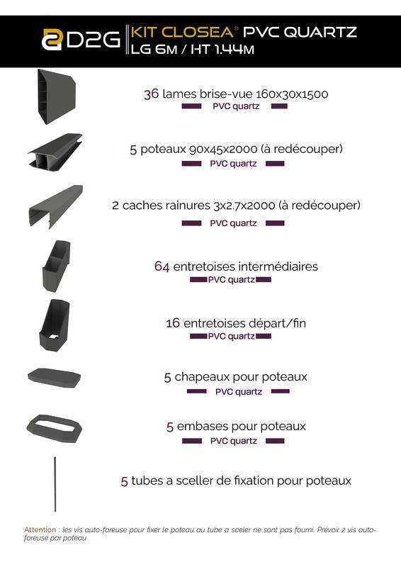 Closea - Kit cloture - Lame 16cm - PVC Quartz - LG: 6m x H: 1m13 Closea - Imagen 4