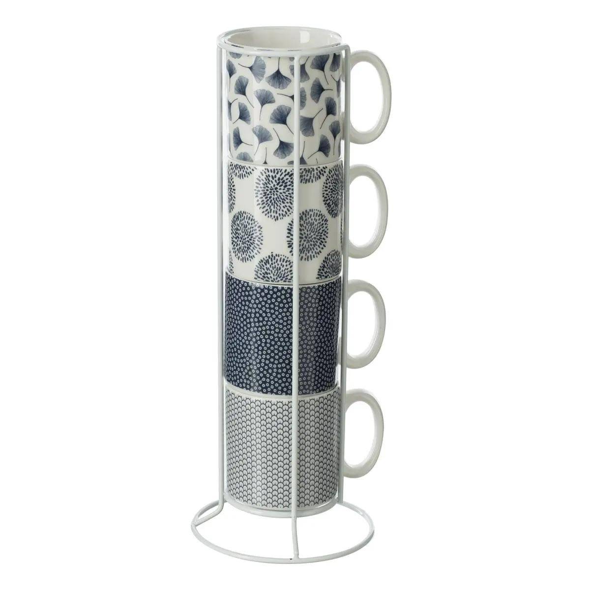 Lot de 4 Mugs & Rack "Japan" 26cl Blanc - Image 1