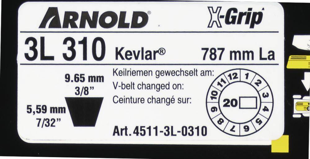 Arnold - Courroie trapézoïdale X-Grip de type 3L-0310 Arnold - Imagen 2
