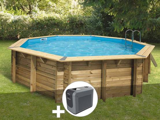 Ubbink - Kit piscine bois Ubbink Océa 5,10 x 1,20 m - Liner beige + Poolican