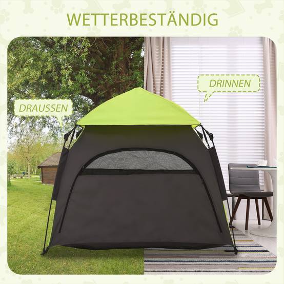 Tente Chien Chat Polyester Jardin Camping Pop-Up Protection Solaire 120cm Vert - ComfortXL Pet Living - Image 6
