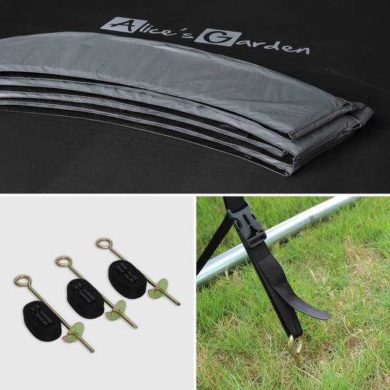 sweeek - Trampoline rond Ø 250cm gris avec filet de protection intérieur - Pluton Inner XXL– échelle. bâche. filet pour chaussures et kit d'ancrage | sweeek - Image 6