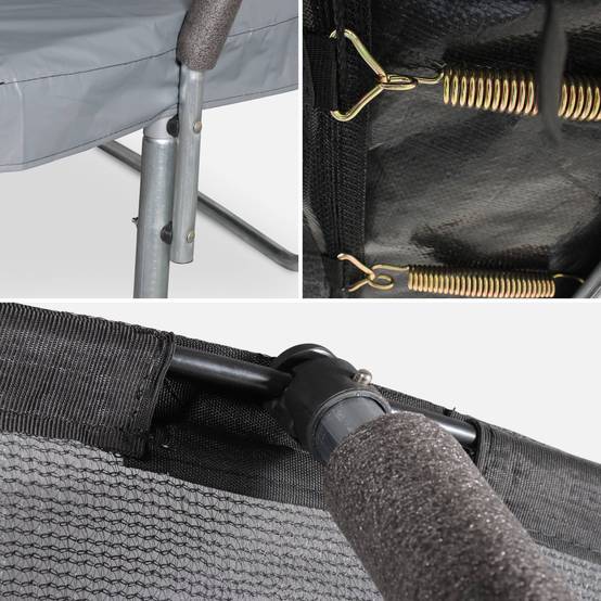 sweeek - Trampoline rond Ø 250cm gris avec filet de protection intérieur - Pluton Inner XXL– échelle. bâche. filet pour chaussures et kit d'ancrage | sweeek - Image 4
