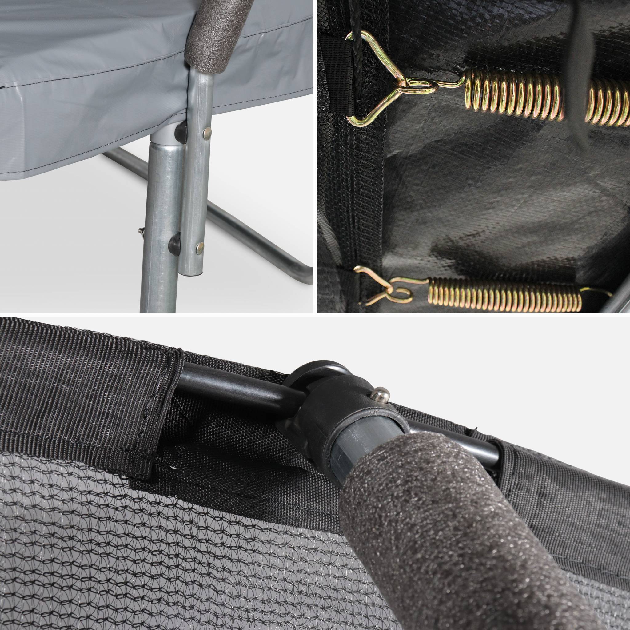 sweeek - Trampoline rond Ø 250cm gris avec filet de protection intérieur - Pluton Inner XXL– échelle. bâche. filet pour chaussures et kit d'ancrage | sweeek - Imagen 4