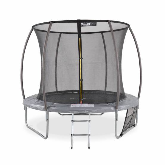 sweeek - Trampoline rond Ø 250cm gris avec filet de protection intérieur - Pluton Inner XXL– échelle. bâche. filet pour chaussures et kit d'ancrage | sweeek - Image 2