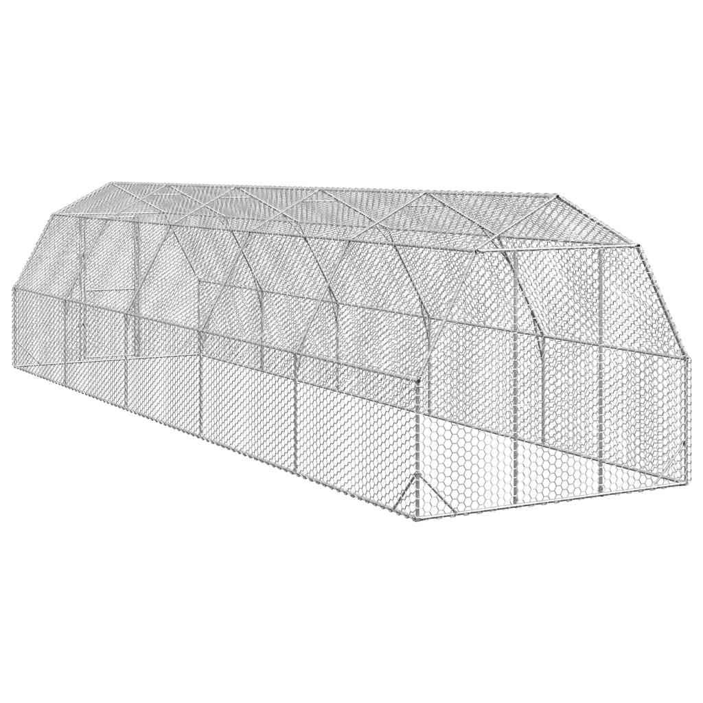 Enclos poulailler extérieur 25 m² acier galvanisé parc grillagé volailles Argent – ComfortXL Outdoor Living - Image 5